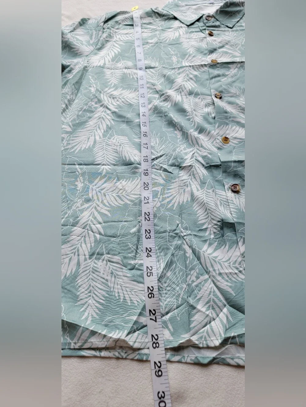 T.J.Maxx Light Teal Short-Sleeve Tropical Button-Down Shirt